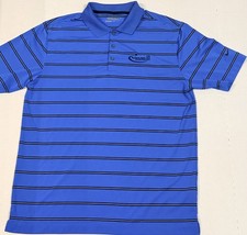 Nike Golf Dri-FIT Blue Striped Polo Shirt Deutsche Bank Championship L