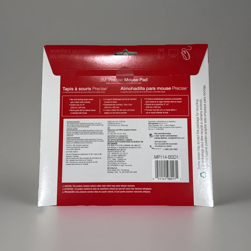 3M Precise Mouse Pad, Nonskid Back, Battery Enhancement 9 x 8, Gray/Bitmap - Image 2 of 2