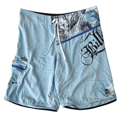 Vintage Y2K Billabong Board Shorts Mens 40 Swim Surf Blue White Graphic 