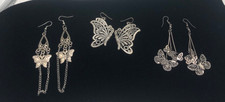 Lot of 3 sets butterfly earrings costume fashion jewelry