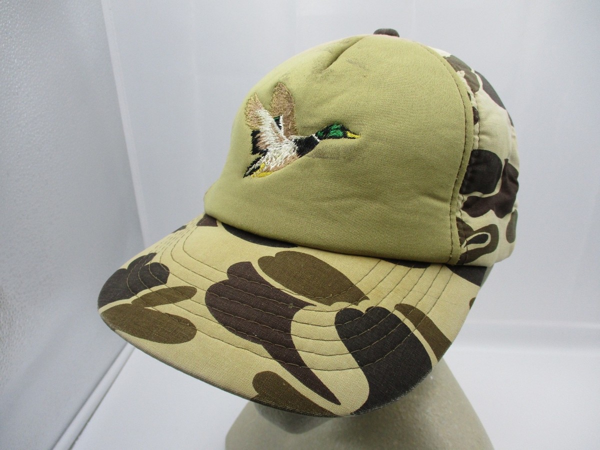 Vtg Winchester Duck Hunting Trucker Hat Cap Snap Back Brown Frog Skin Camo  Mens