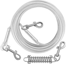 Dog Tie Out Cable 50 FT, Heavy Duty Lead for Yard, Leash 50ft 250lbs, Grey