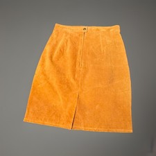 VTG Global Identity 100 Leather Skirt Mustard Tan Midi 11/12 Western Button