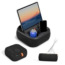 Magnetic Tablet Pillow Stand, Lap Tablet Holder with Two Magnetic Rings, Black