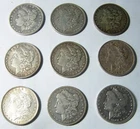 Lot of 9 Circulated Morgan Silver Dollars - 1878 - 1901