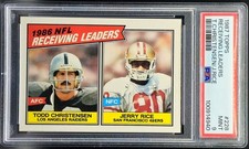 1987 Topps Football #228 Receiving Leaders Jerry Rice / Todd Christensen PSA 9