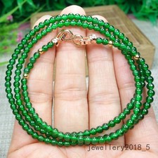 Certified Icy Green 100 Natural A jadeite jade 3.5mm Beads Necklace    21inches