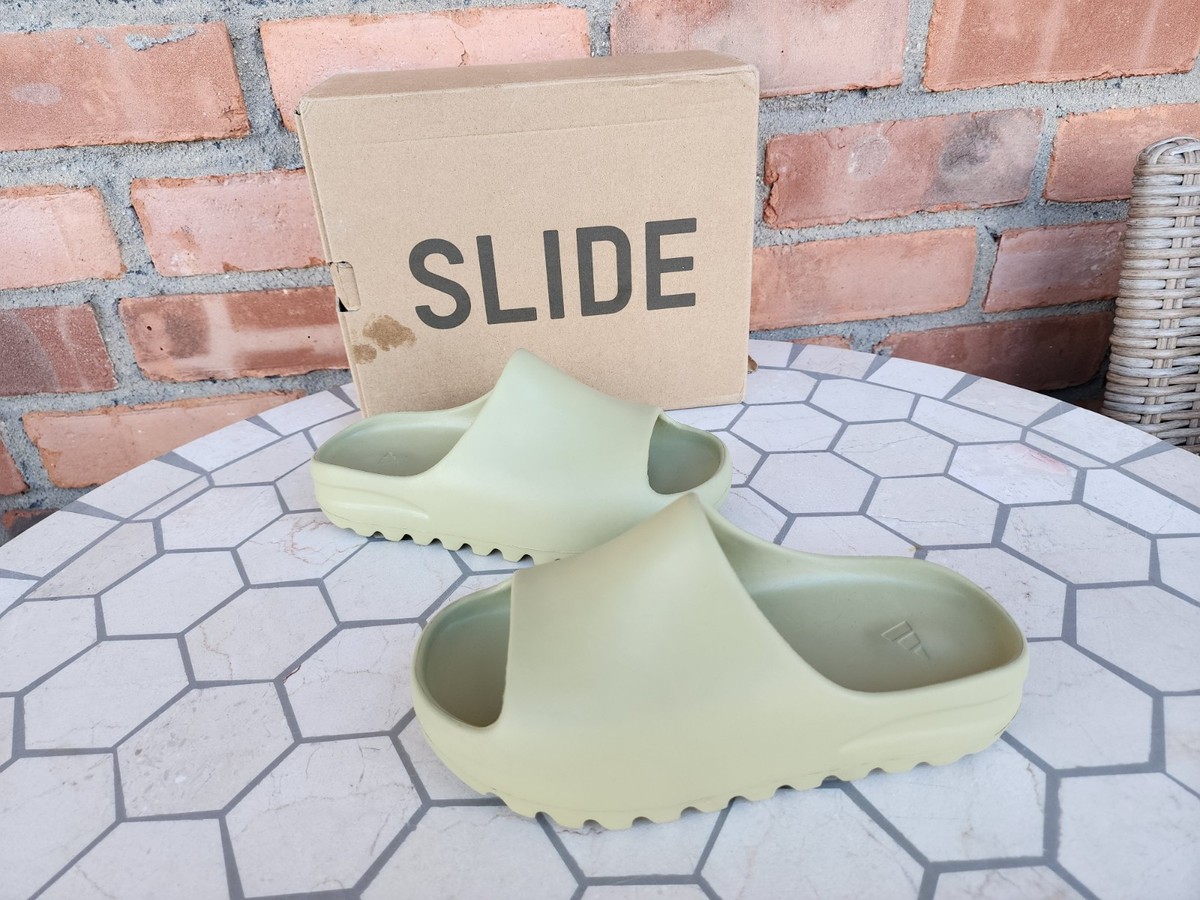 DS Kids Size 10k Gs Yeezy Slide Kids Fx0495 Green Resin New Foam