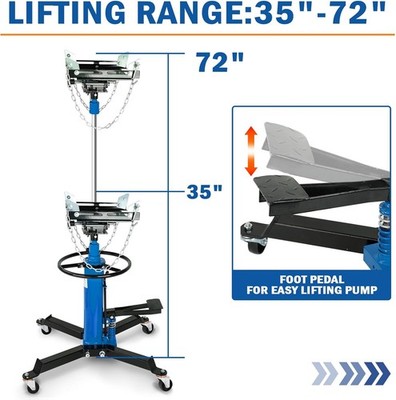1660 LBS 2 Stage Hydraulic Transmission Jack w/360°Swivel Wheel Lift Hoist Blue