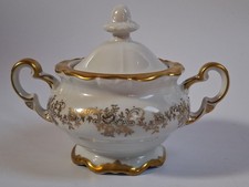 Zuckerdose - Weimar Porzellan  " Katharina "  - wei&szlig; / gold