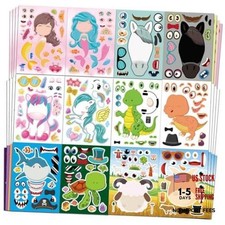 Make-a-Face Sticker Sheets for Kids - 6 Themes - 36 Sheets