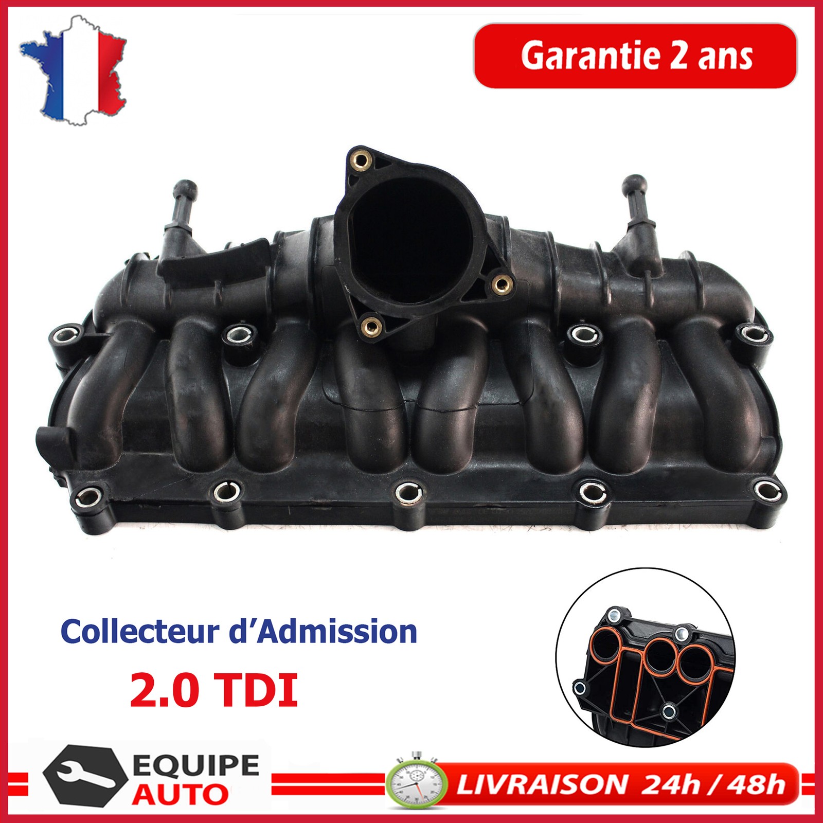 Collecteur d'admission air pour Audi A4 B7 et A6 C6 2.0 TDI moteur 03G129713AF