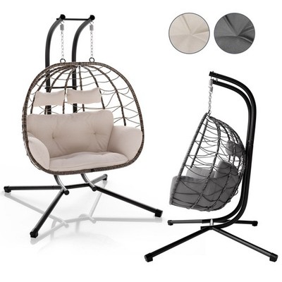 Hängesessel mit Gestell Outdoor Sessel Indoor Schaukel zwei Personen Juskys 
