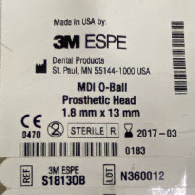 4 St        MDI Mini Dental Implant System 3M ESPE MDI O-Ball 1.8mm x13 mm