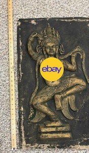 Vintage Rubbings Apsaras Dancing Pair Rice Paper Art Bas Relief Cambodian Thai