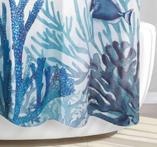 Allure HomeDeep Sea Shower Curtain Blue - Polyester Bath Curtain, Turtle, Lot2