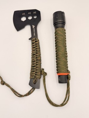 Ozark Trail 10'' Camping Hatchet & Flashlight Set - Paracord Wrapped Multi-Tool