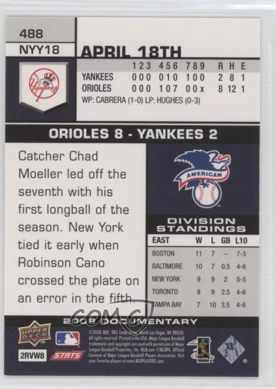 2008 Upper Deck Documentary Alex Rodriguez #488 - Image 2 of 2