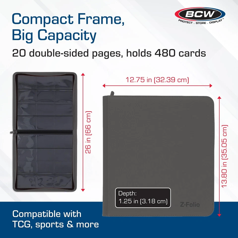 Cartera con cremallera Z-Folio LX - Juego de 12 bolsillos de cuero sintético gris premium Albu... Foto 3 de 4