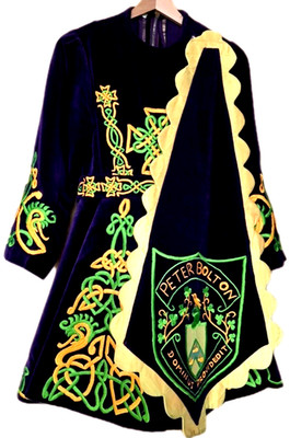 Vintage Threads of Green Irish Dance Dress Cape UK S 70er Jahre Celtic