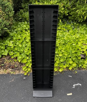 Vintage Laserline 25/50 VHS Tape Tower Storage Rack Plastic Black Holder 2-Piece