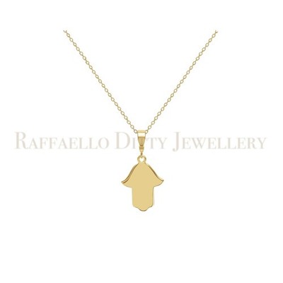 Hamsa Hand Pendant Necklace 14k Yellow Gold Minimalist Jewish Jewelry 1.0*1.0 cm