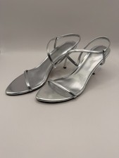 Nine West Womens Carolyn Silver Strap Dress Heel Sandals Sz 8