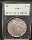 1896 Morgan Silver Dollar $1, PCGS MS62 Rattler OGH
