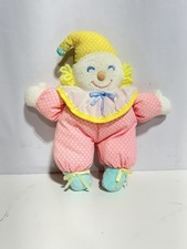 Vintage Eden Pastel Clown Plush Baby Toy Rattle 90s Stuffed Doll Circus