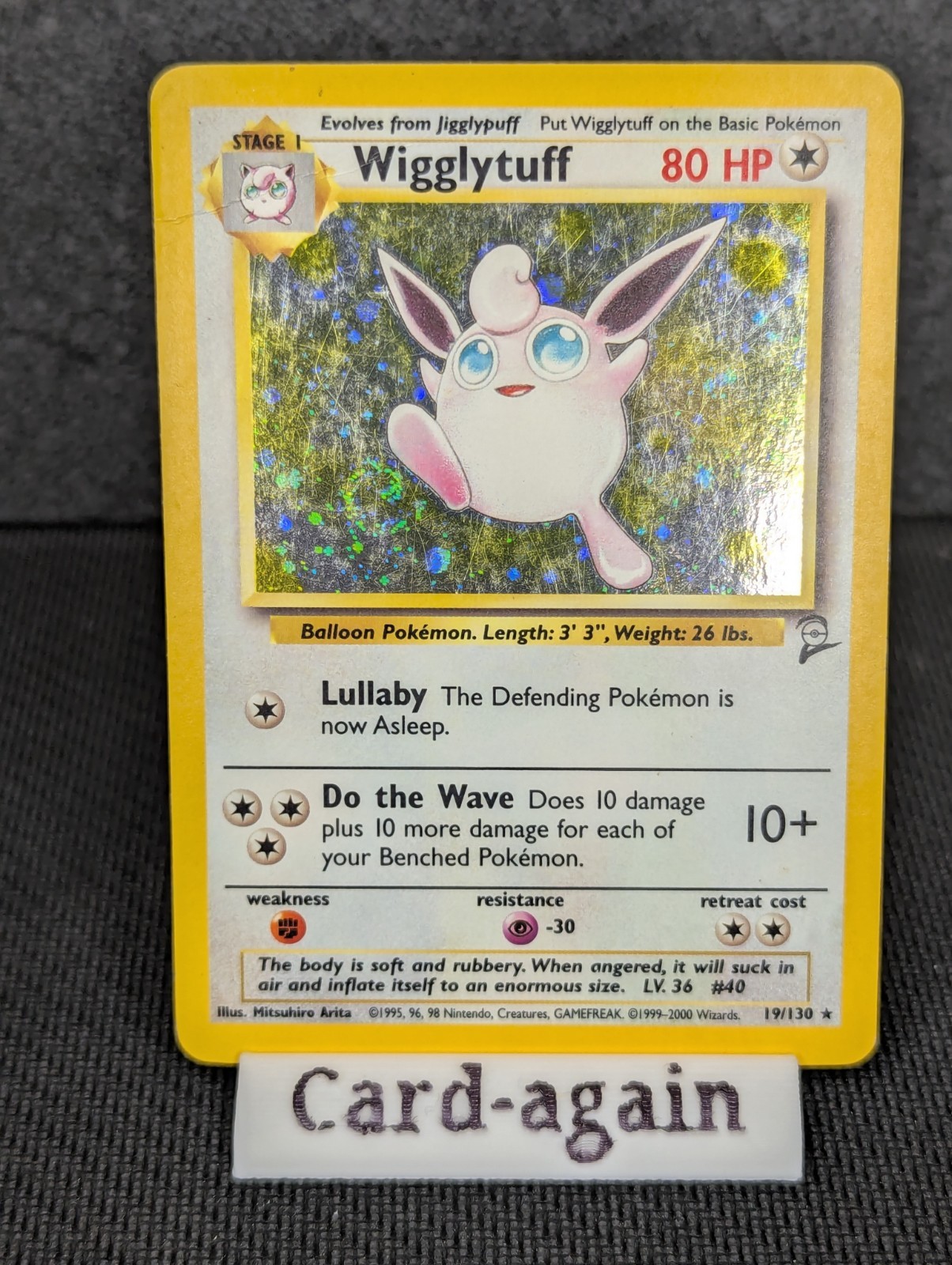 Pokémon TCG Wigglytuff Base Set 2 Holo Unlimited Rare Card 19/130, DMG Condition