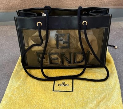Fendi Tote Bag Schultertasche Mesh x Leder schwarz Damen aus Japan