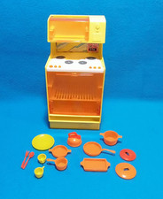 Vtg Barbie Dream House Oven/Stove/Microwave 1978 w/ Pots  Pans Yellow/Orange