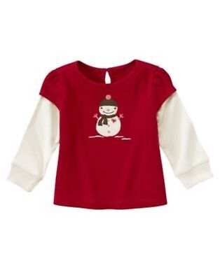 New GYMBOREE Girls Shirt ALPINE SWEETIE Size 18 24 months SNOWMAN Cotton Top Red