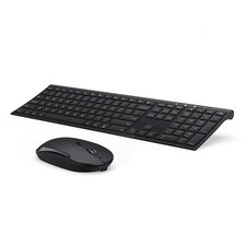 Wireless Keyboard and Mouse Combo, 2.4GHz Full-Sized Computer Black