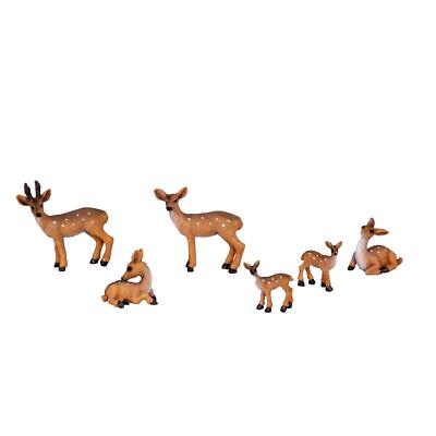 6 Stück Reh Figuren Rehfamilie Tierfiguren Dekofiguren Hirsch Rehkitz Waldtiere