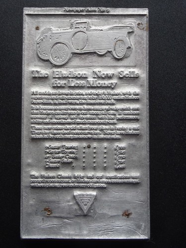 Car Advert HUDSON SUPER SIX - TOURING COACH SEDAN 1925 Original Lead Print Block - Picture 9 of 12