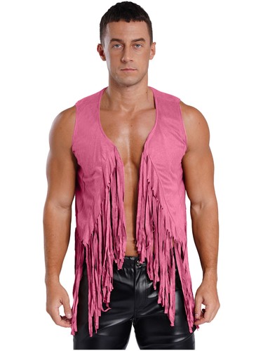 Men Outfits Tassel Waistcoat Fashion Vest Fringe Jacket Suede Suits Cosplay 70s - Picture 46 of 59