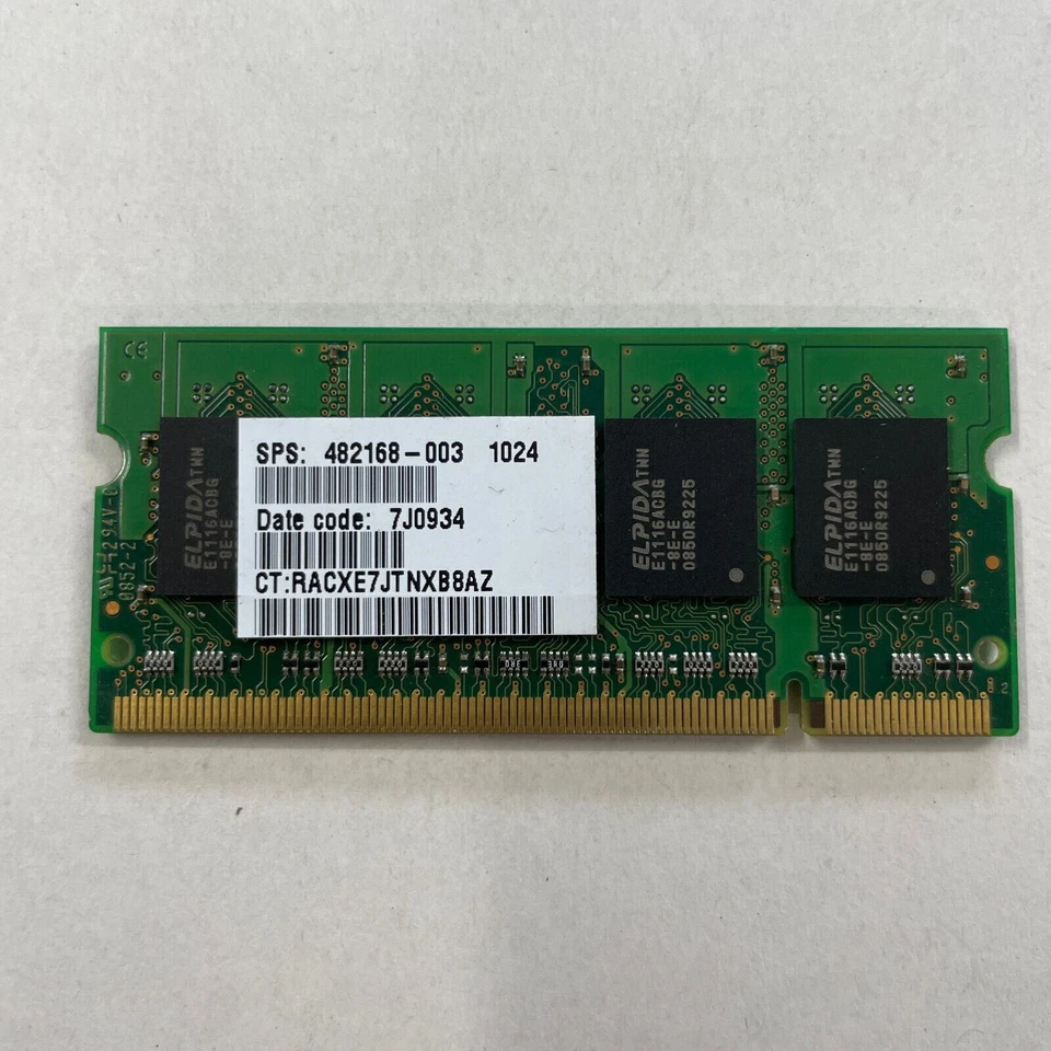 Elpida 1GB DDR2 RAM PC2-6400 800MHz non-ECC Unbuffered SODIMM EBE11UE6ACUA-8G-E - Image 3 of 3