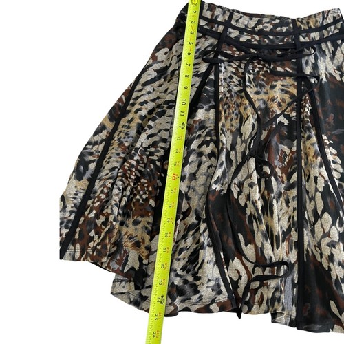 Lapis Brown Animal Print Fit & Flare A-Line Skirt Flowy Lightweight Knit S - Bild 6 von 10