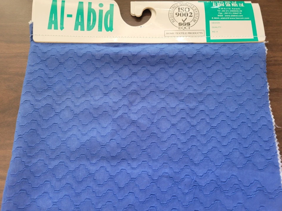 Vintage Salesman Sample Al-Abid Silk Mills Emboss Print Poly-Cotton Fabric Blue - Image 2 of 4