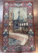 Per'sian Pictorial Rug 3.6 x 5.7 Very FIne 400 KPSI Famous Buildings Signed