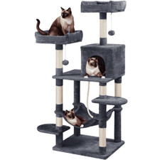 59" Cat Tree with Condo and Scratching Post Tower, Dark Gray