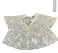 VICTORIA'S SECRET Gold Label Blouse Ivory Lace Sheer Floral Deadstock