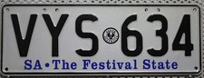 Original Australien Nummernschild SA South Australia Kennzeichen Schild VYS 634