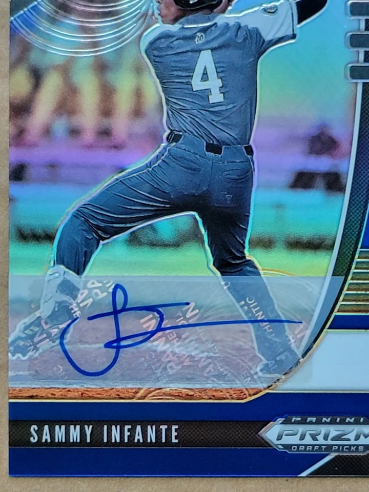 Sammy Infante 2020 Panini Prizm Draft Picks Blue Refractor Autograph 08/60 PDP71 - Image 4 of 4