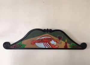 New-England-Carved-Home-Decor-Lobster-With-Wine-Glass-Carving-Door-Topper-Maine