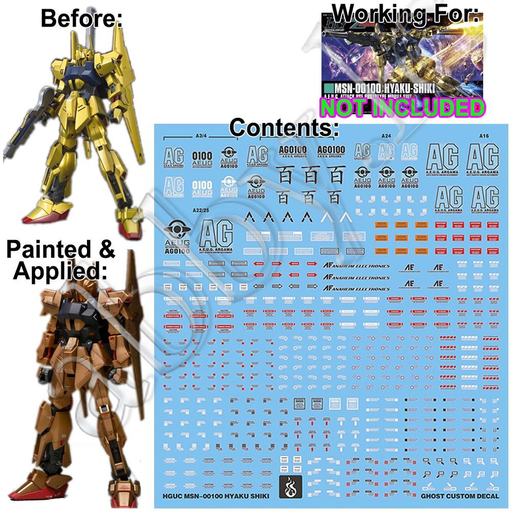 for HG 1/144 HyakuShiki 2016 ver Renewal Water UV Lightreactive Decal