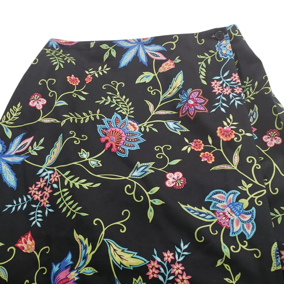 Falda Talbots Vintage Negra Floral Talla 6 Algodón Hecha en EE. UU. Foto 3 de 4