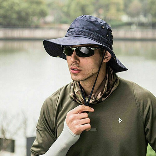 Outdoor Men Camo Sun Hat Bucket Cargo Safari Bush Boonie Summer Fishing Hats Cap - Picture 7 of 17