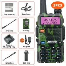2x BAOFENG UV-5R UHF/VHF Walkie Talkie Long Range Two Way Ham Radio FM 5W 128CH